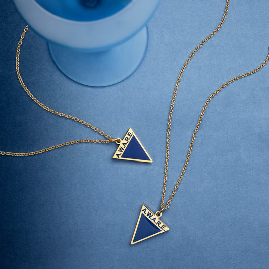 Blue Aware Triangle Necklace