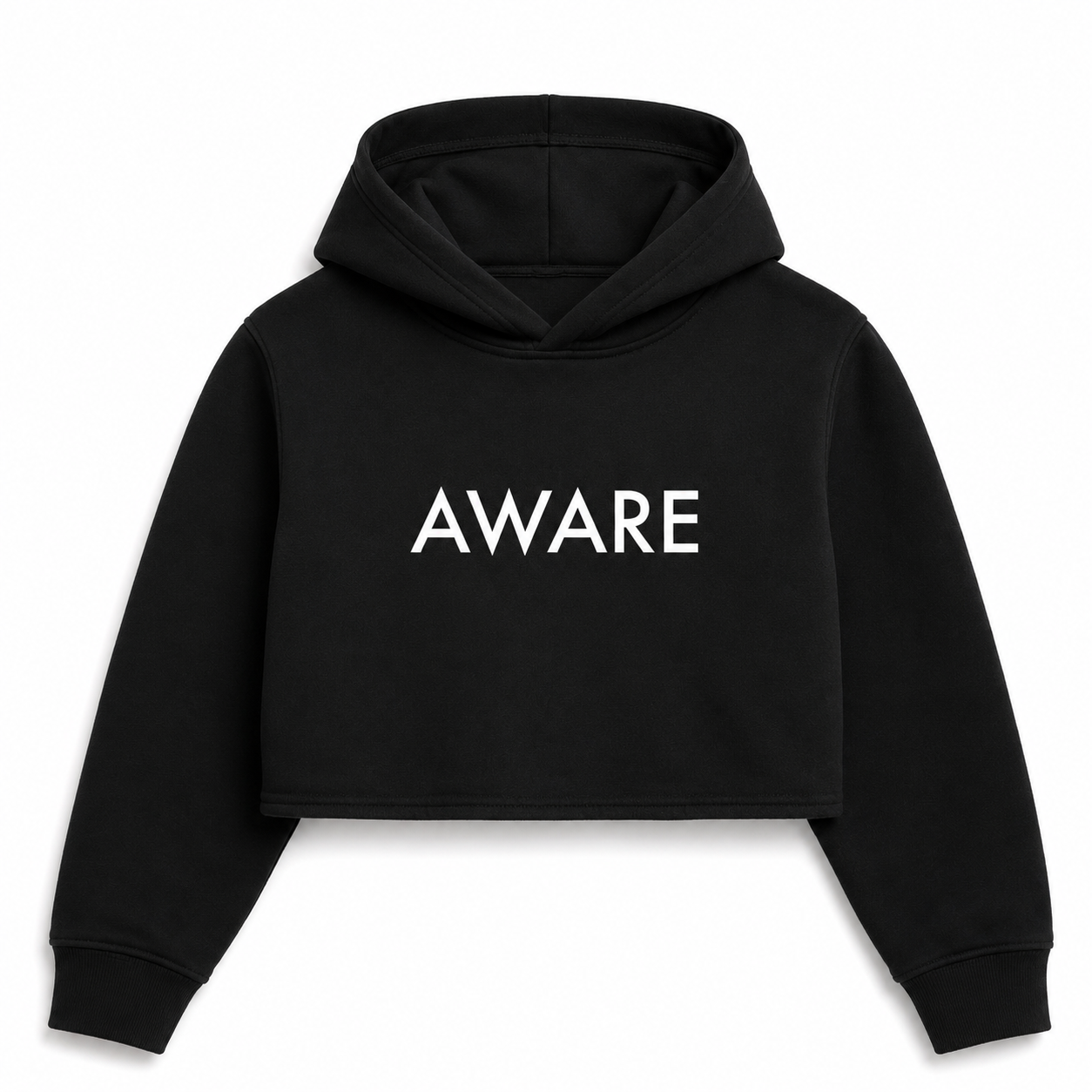 Black Aware Crop Top Hoodie