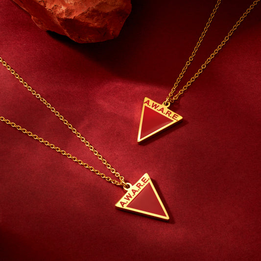 Red Aware Triangle Necklace