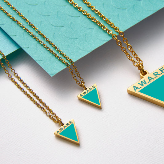 Teal Aware Triangle Dainty Necklace