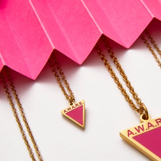 Pink Aware Triangle Dainty Necklace