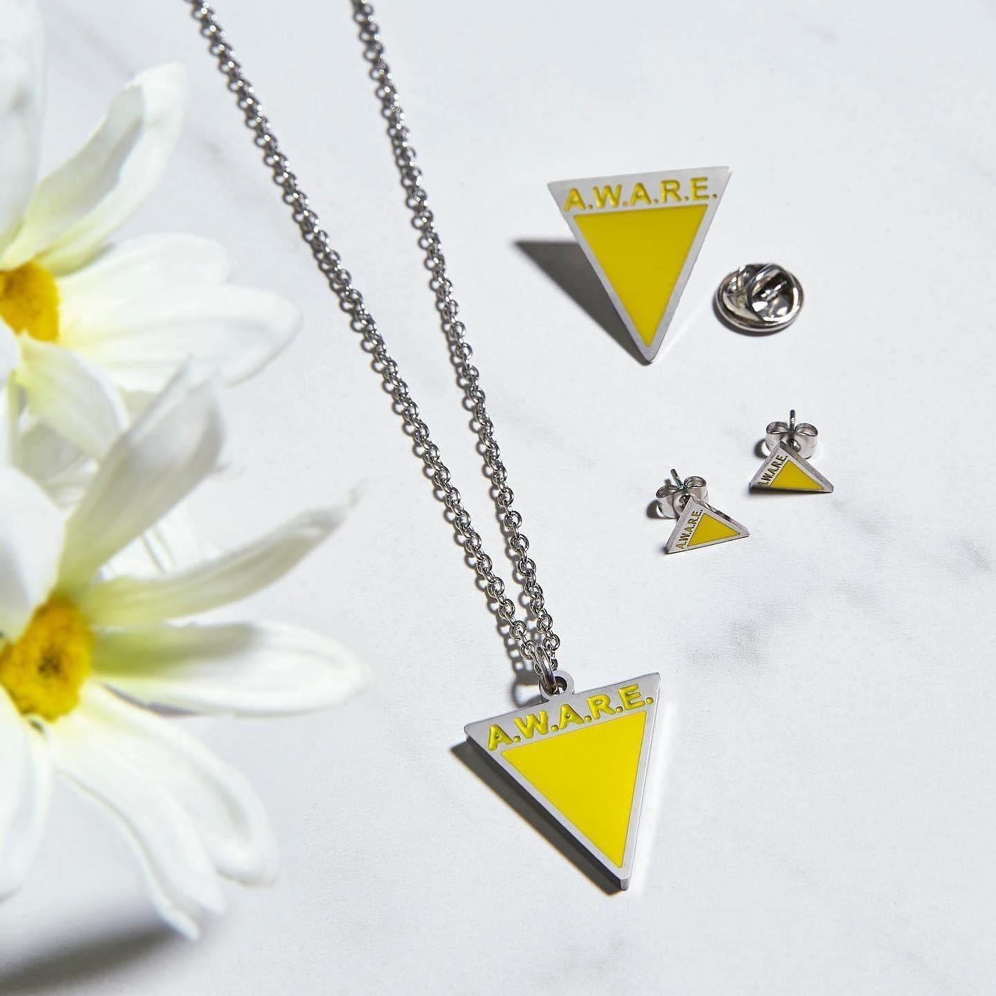 Yellow Aware Triangle Necklace