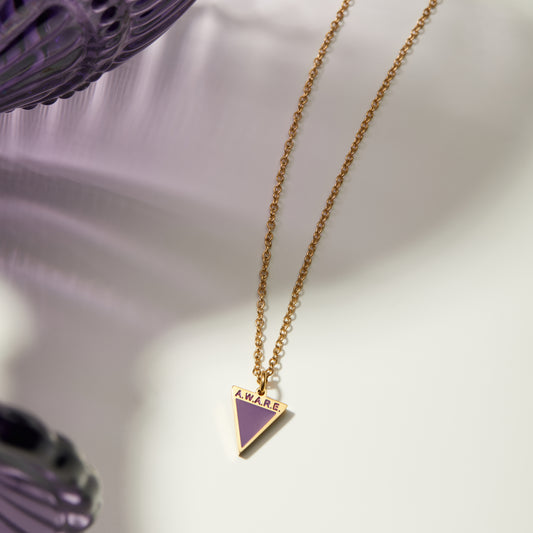 Purple Aware Triangle Dainty Necklace