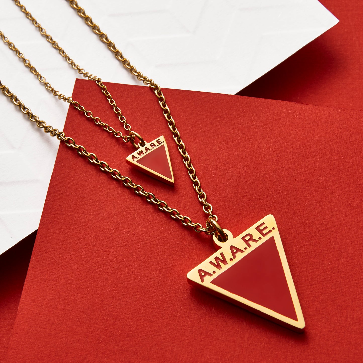 Red Aware Triangle Dainty Necklace