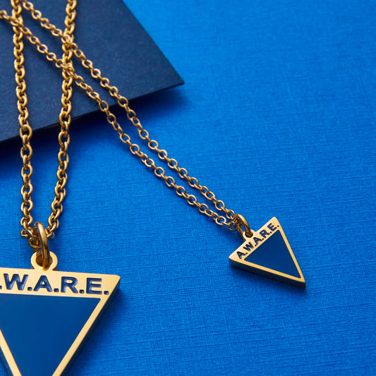 Blue Aware Triangle Dainty Necklace