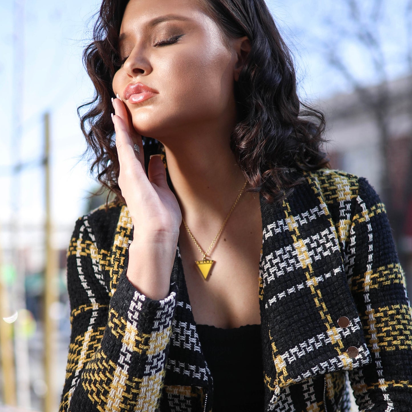 Yellow Aware Triangle Necklace