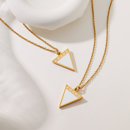 White Aware Triangle Necklace