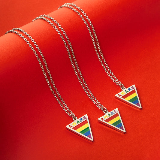 Rainbow Aware Triangle Necklace