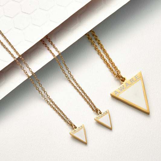 White Aware Triangle Dainty Necklace