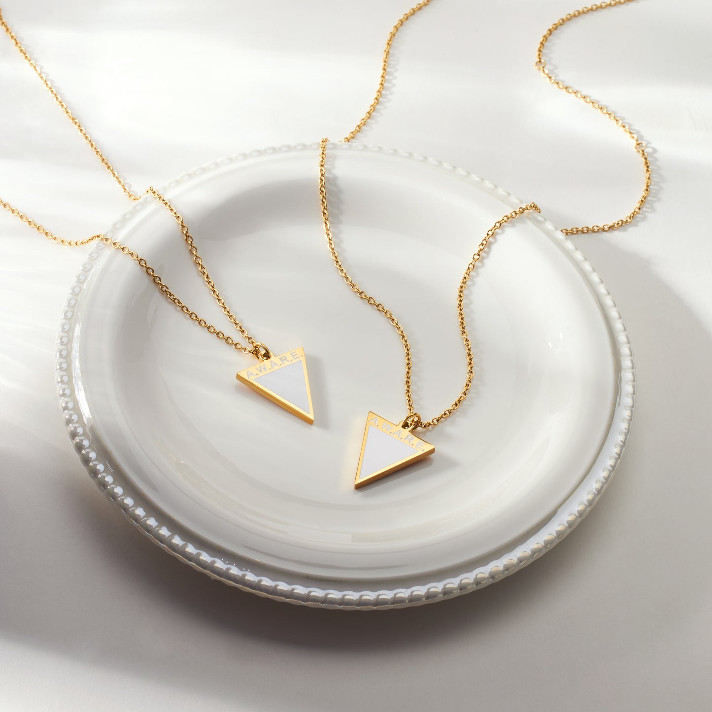 White Aware Triangle Necklace