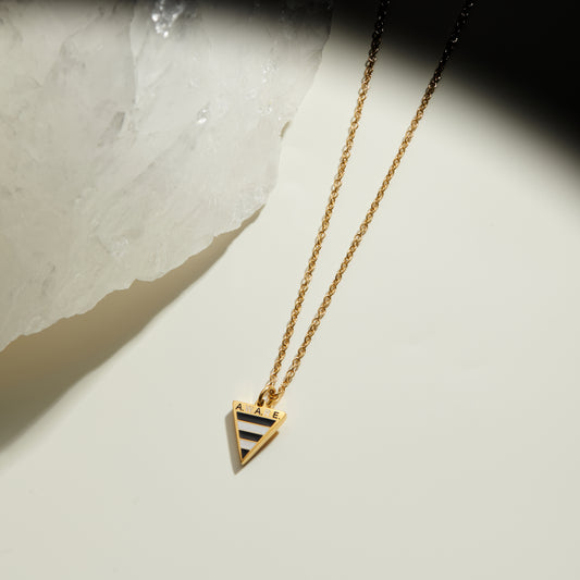 Black and White Aware Triangle Dainty Necklace