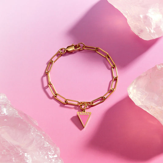 Pink Aware Triangle Bracelet