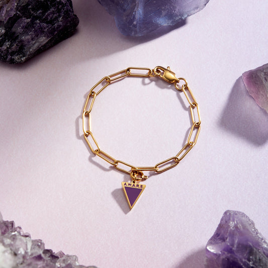 Purple Aware Triangle Bracelet