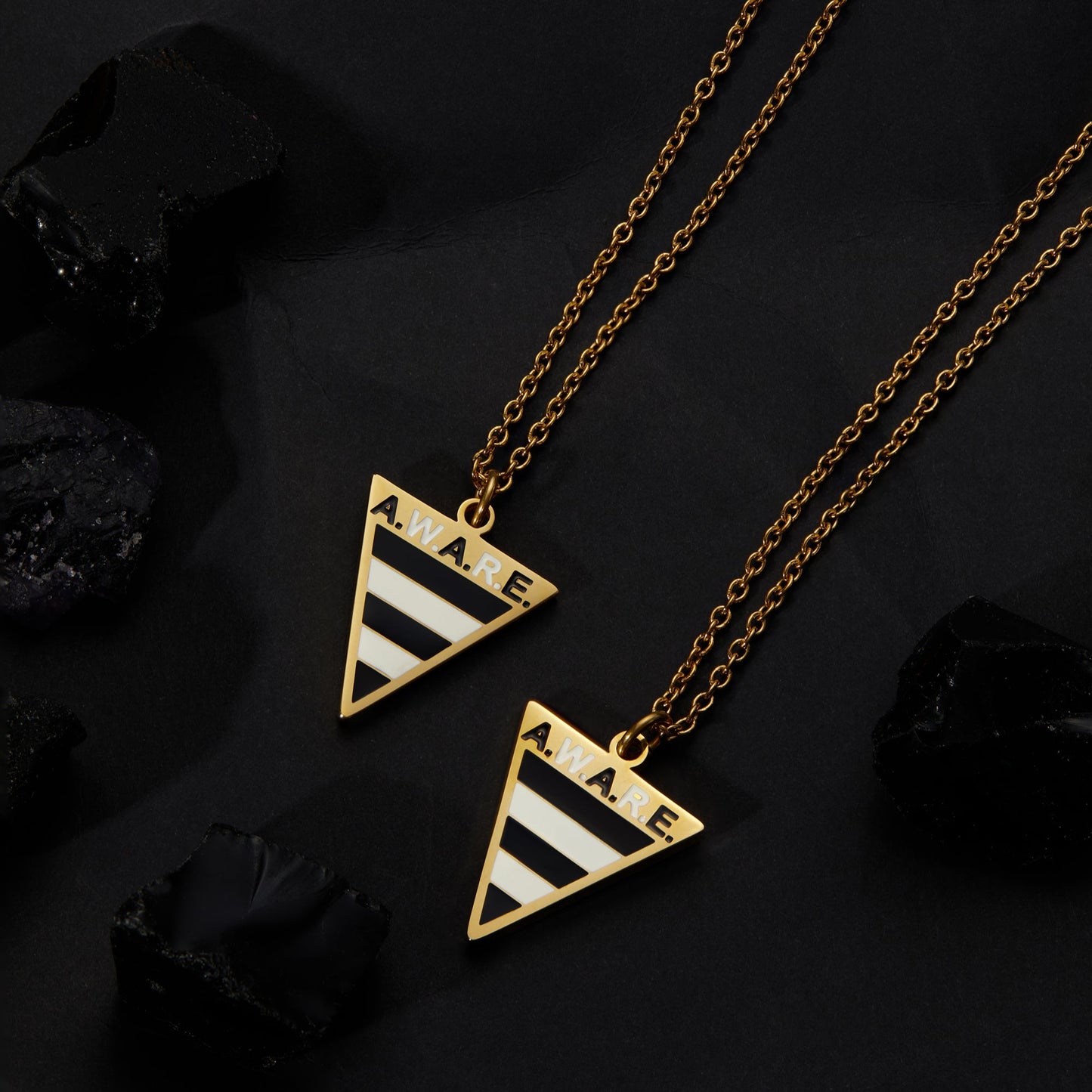 Black and White Aware Triangle Necklace