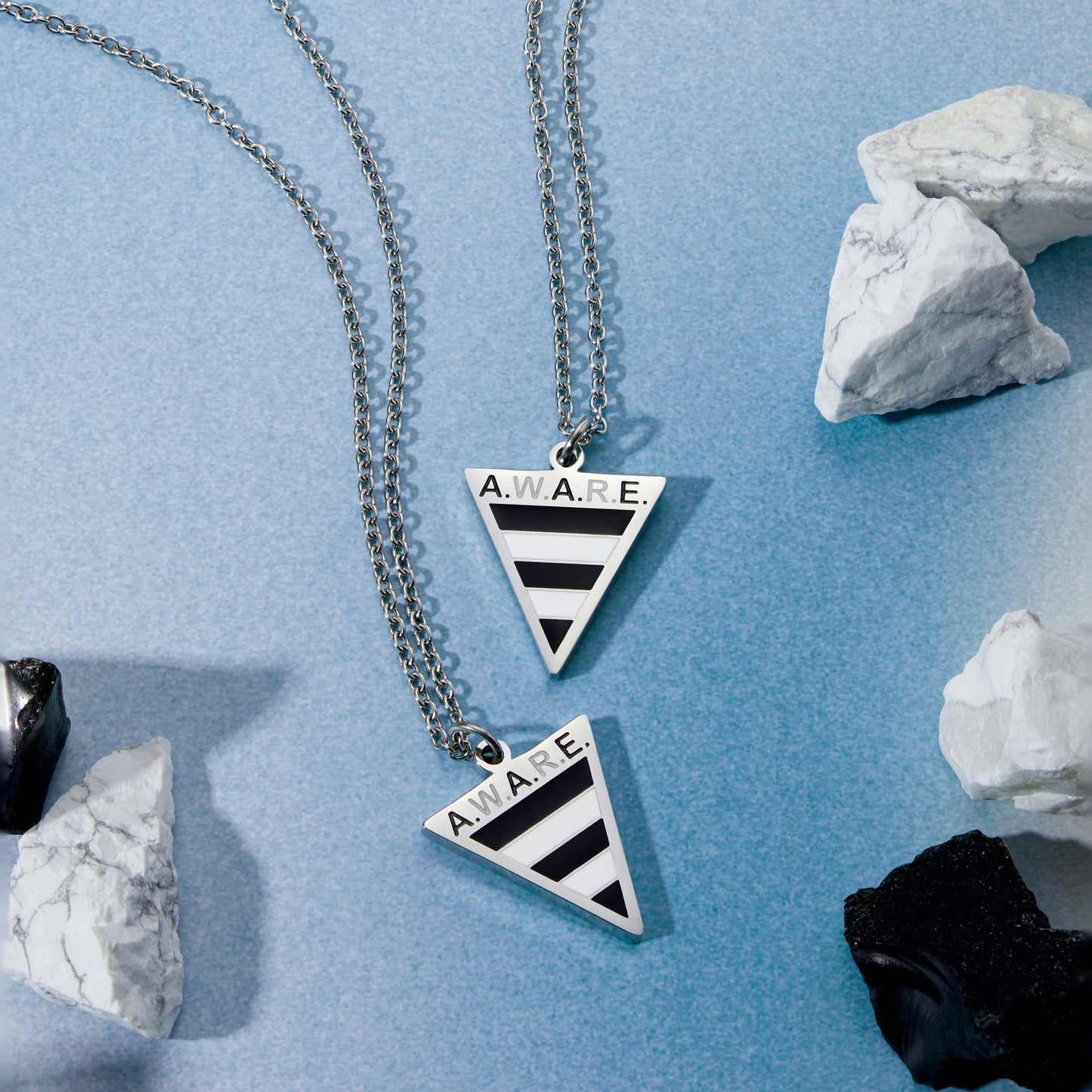 Black and White Aware Triangle Necklace