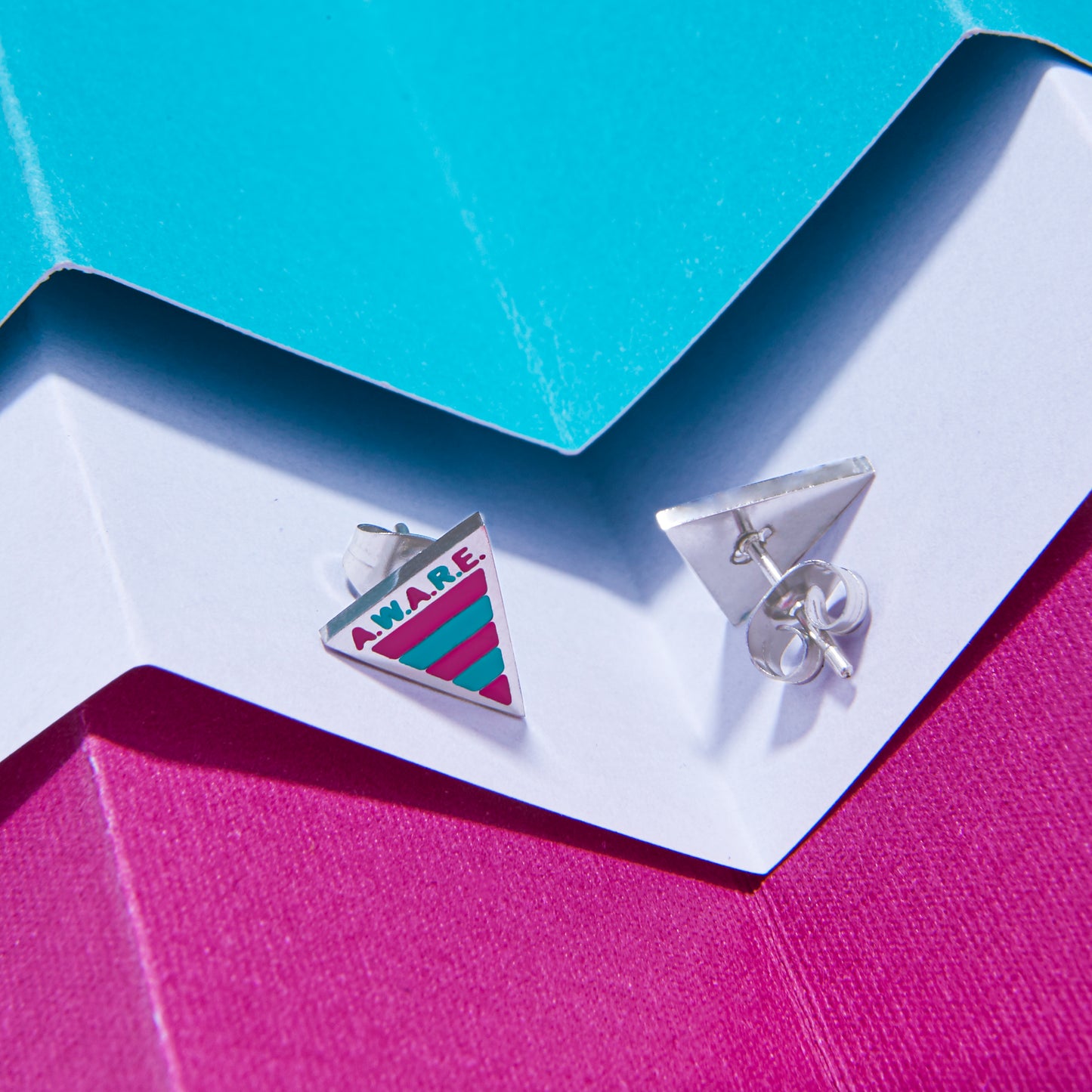 Pink and Teal Aware Earrings