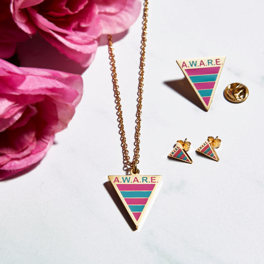 Pink and Teal Aware Necklaces