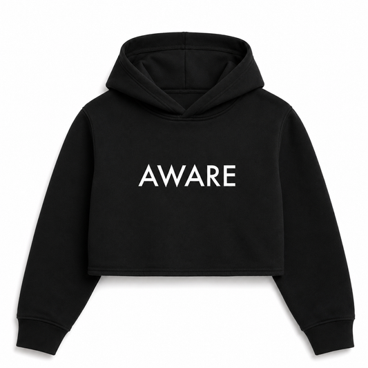 Black Aware Crop Top Hoodie