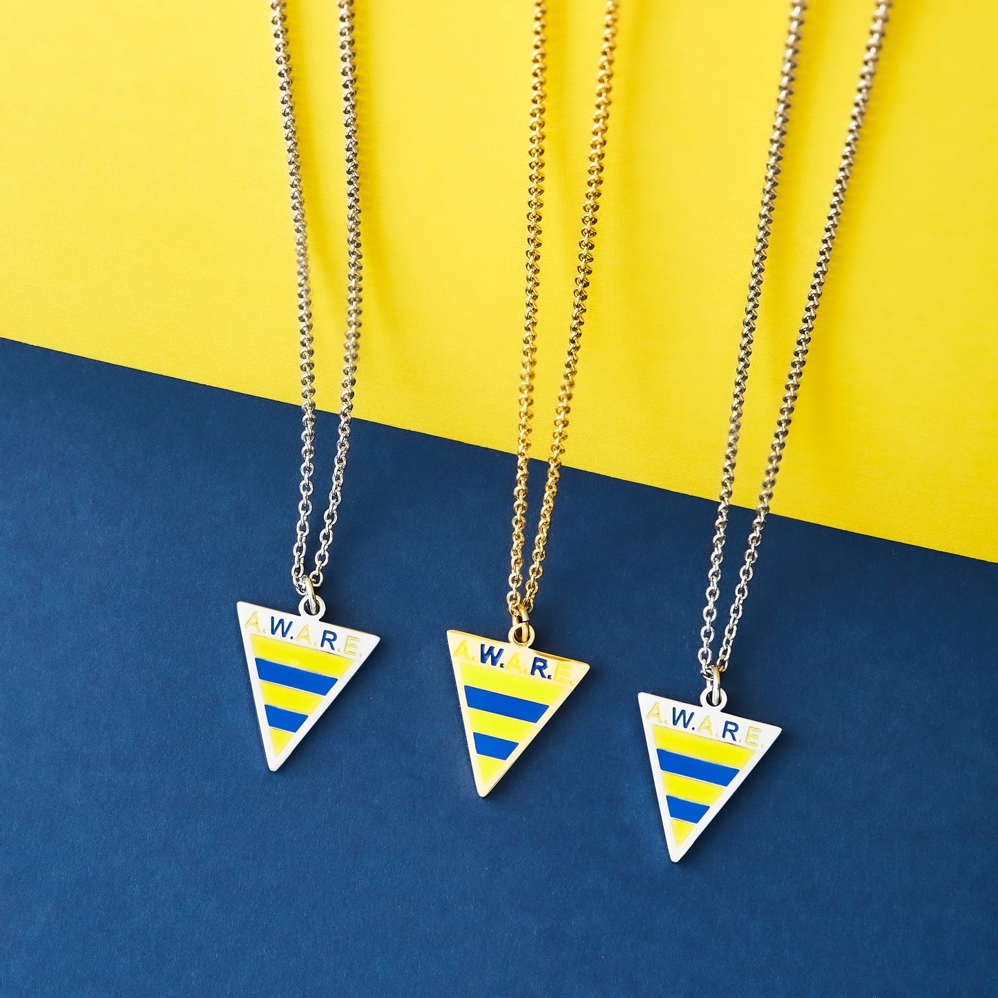 Yellow and Blue Aware Necklace