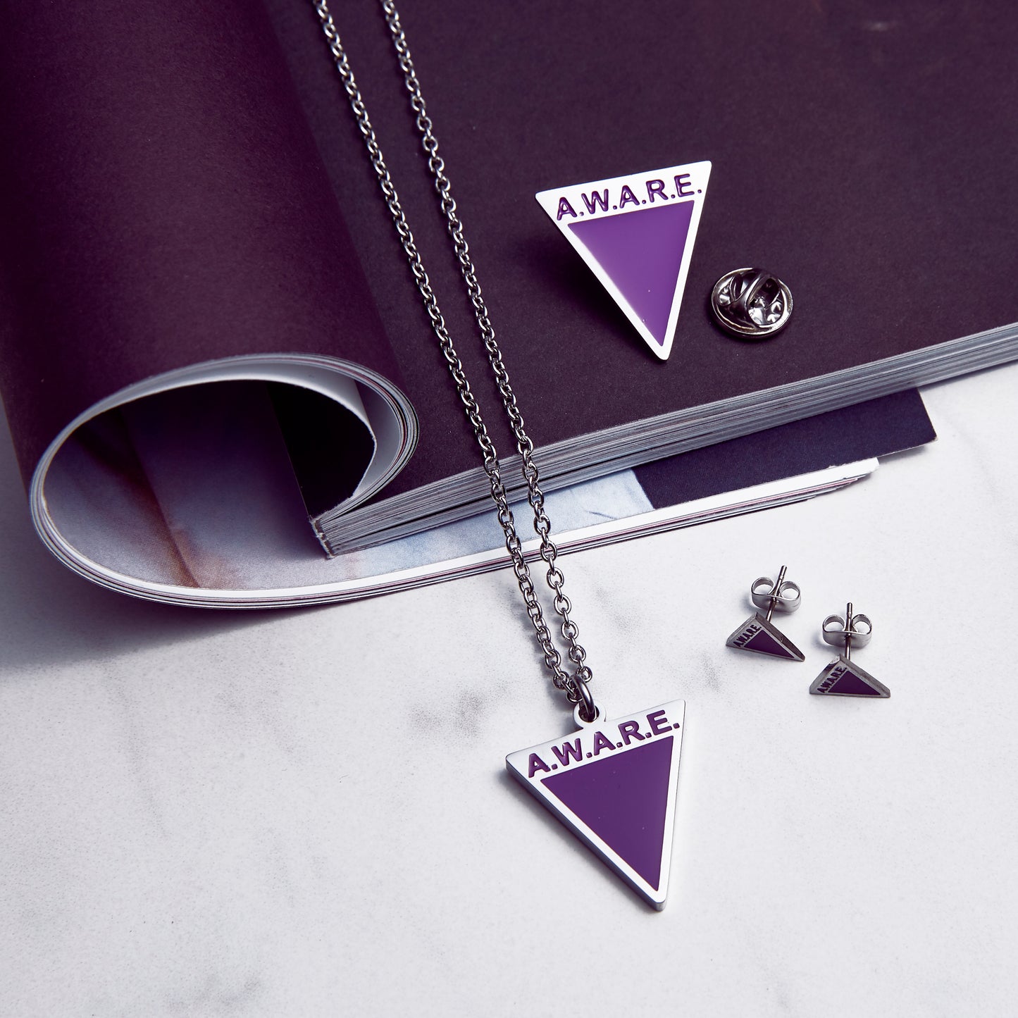 Aware Purple Triangle Necklace