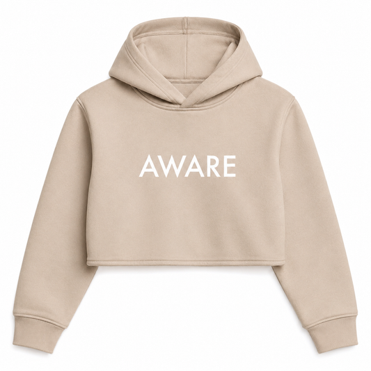 Beige Aware Crop Top Hoodie