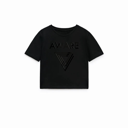 Black AWARE Infinite Triangle Crop Top T-Shirt