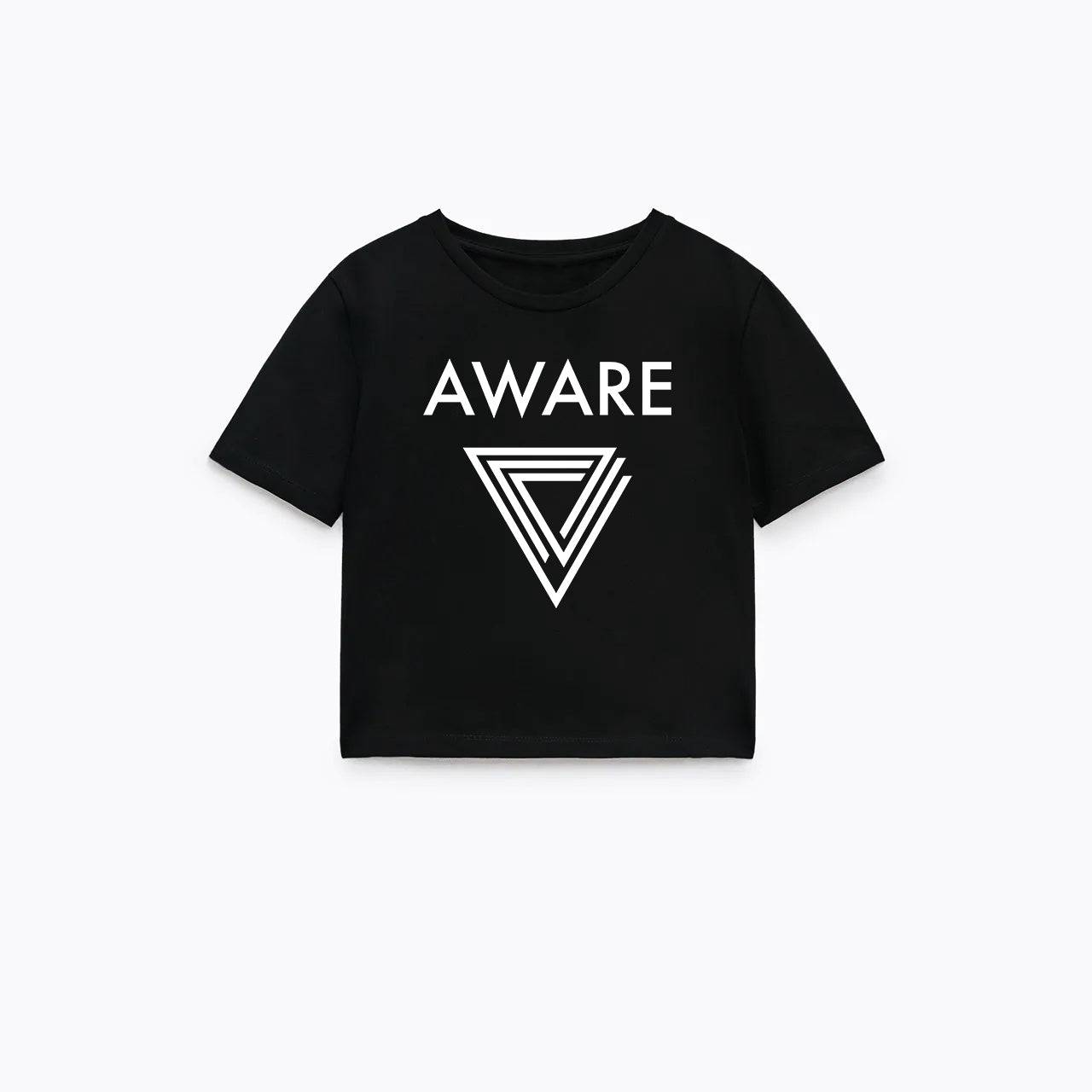 White AWARE Infinite Triangle Crop Top T-Shirt